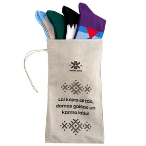 Zeķu dāvanu komplekts lina maisā "Latvijas mantojums"