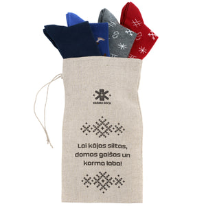 Zeķu dāvanu komplekts lina maisā "Dzīves ceļš"